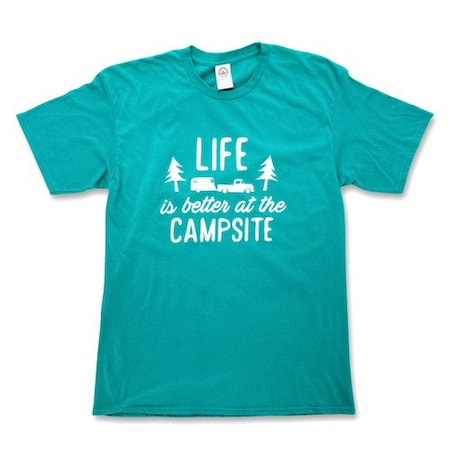 Camco LIFE IS BETTER AT THE CAMPSITE SHIRT, TEAL, SMALL 53217